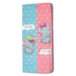 Puhelinkuoret Samsung Galaxy A53 5G Kotelot Flip Baby Elephants