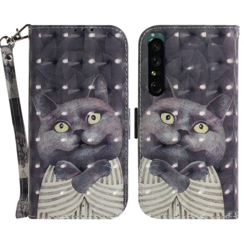 Kotelot Sony Xperia 1 IV Suojaketju Kuori Grey Thong Cat