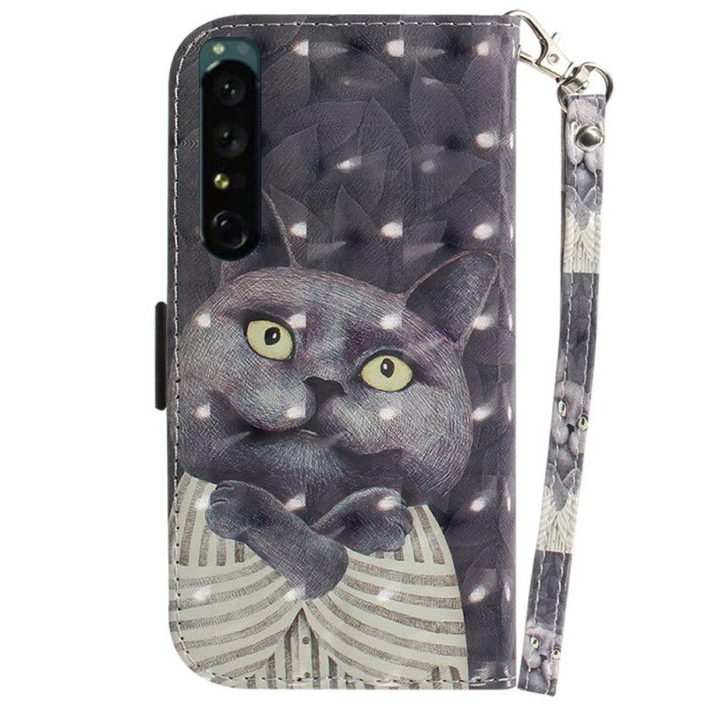 Kotelot Sony Xperia 1 IV Suojaketju Kuori Grey Thong Cat