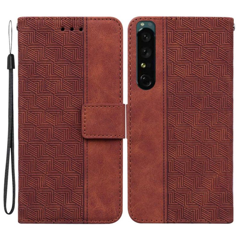 Nahkakotelo Sony Xperia 1 IV Suojaketju Kuori Strappy Pattern