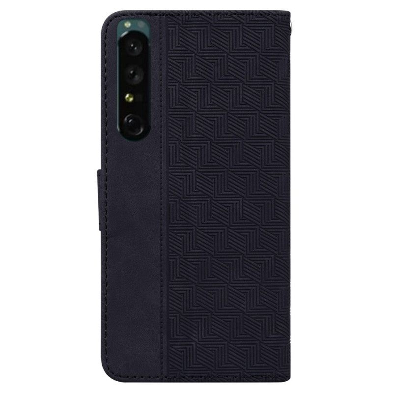 Nahkakotelo Sony Xperia 1 IV Suojaketju Kuori Strappy Pattern