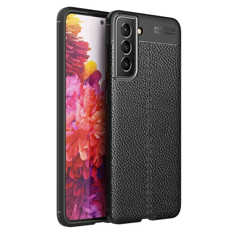 Case Samsung Galaxy S21 FE Double Line Litchi Leather Effect