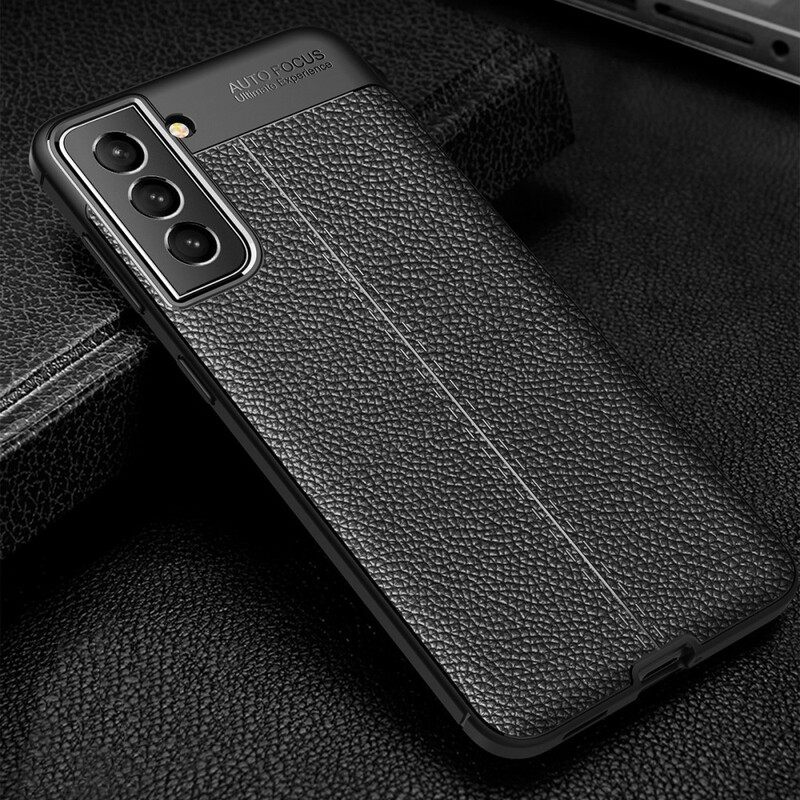 Case Samsung Galaxy S21 FE Double Line Litchi Leather Effect