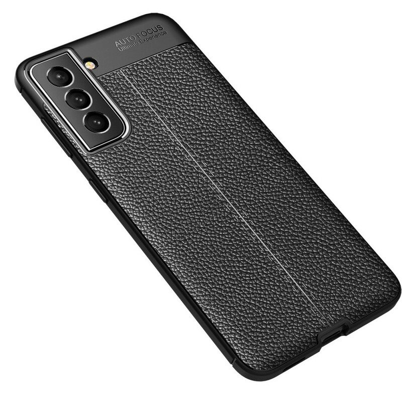 Case Samsung Galaxy S21 FE Double Line Litchi Leather Effect