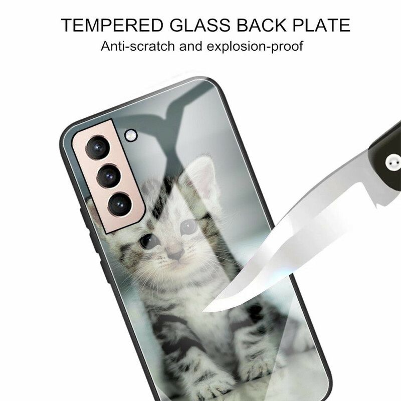 Case Samsung Galaxy S21 FE Tempered Glass Kitten