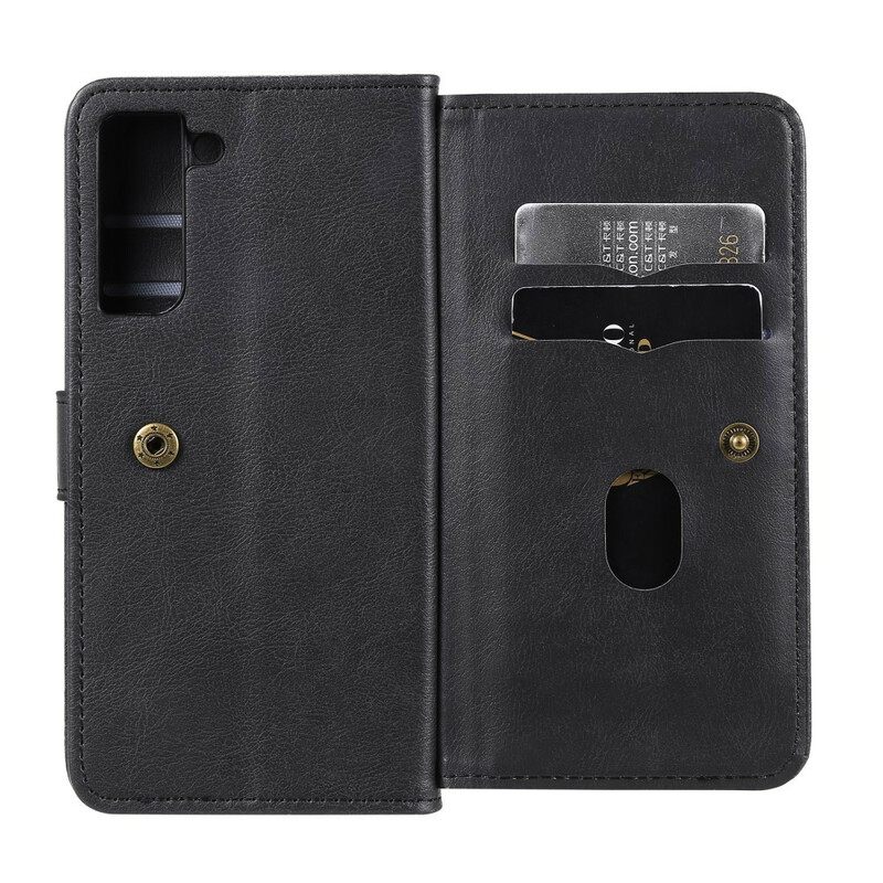 Flip Case Samsung Galaxy S21 FE Faux Leather 10 Korttikotelo