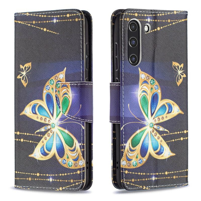 Flip Case Samsung Galaxy S21 FE Golden Butterfly