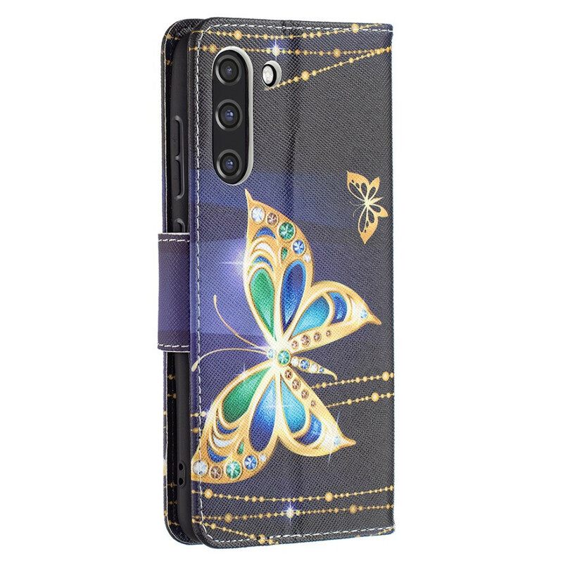 Flip Case Samsung Galaxy S21 FE Golden Butterfly