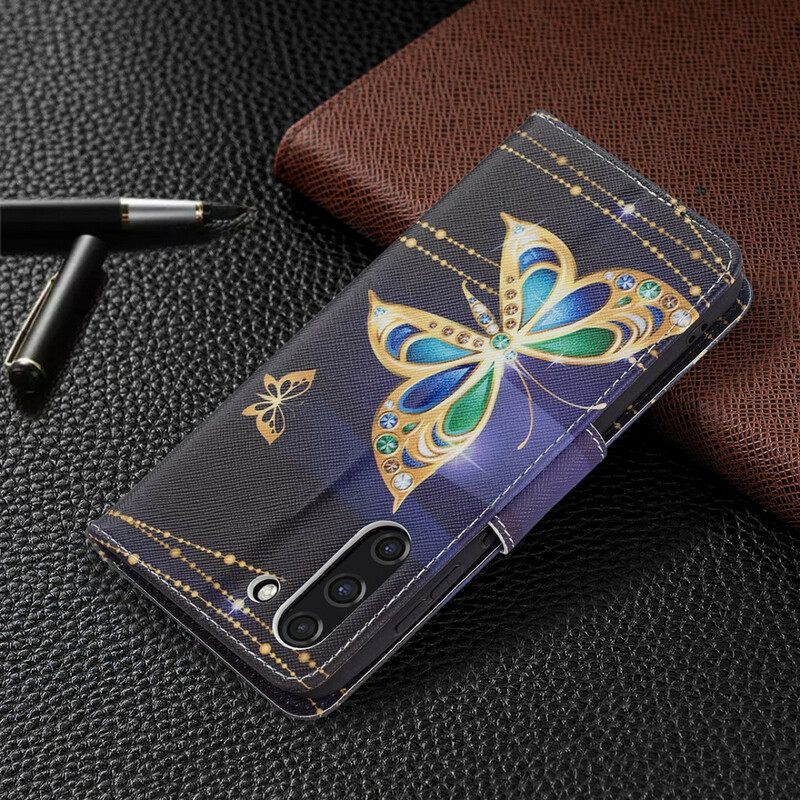 Flip Case Samsung Galaxy S21 FE Golden Butterfly