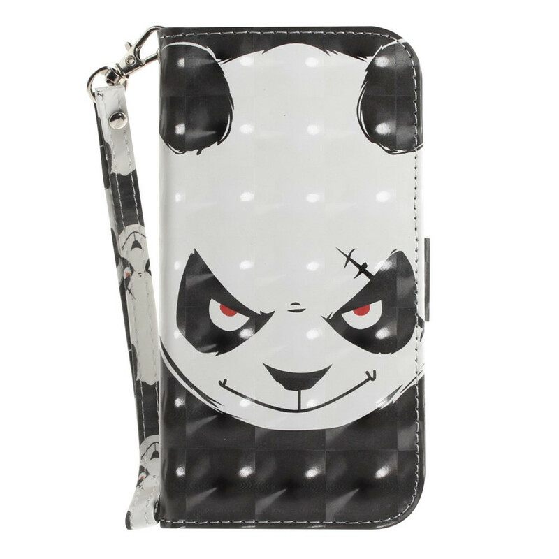 Kotelot Samsung Galaxy S21 FE Suojaketju Kuori Angry Panda Lanyardissa