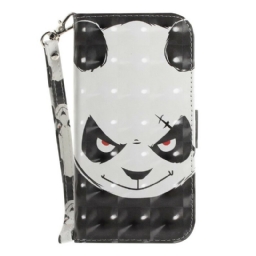 Kotelot Samsung Galaxy S21 FE Suojaketju Kuori Angry Panda Lanyardissa