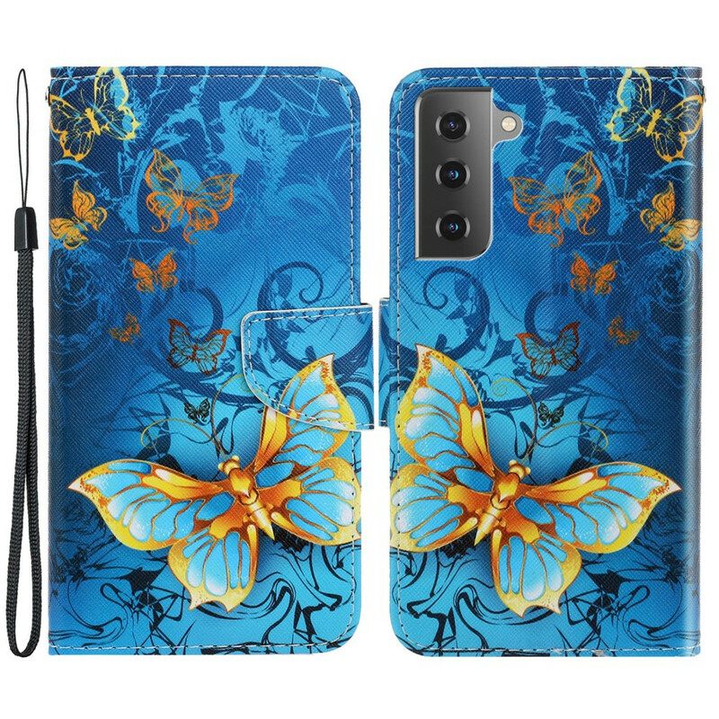 Kotelot Samsung Galaxy S21 FE Suojaketju Kuori Butterfly Strap Muunnelmia