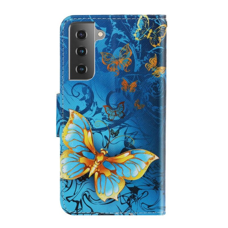 Kotelot Samsung Galaxy S21 FE Suojaketju Kuori Butterfly Strap Muunnelmia