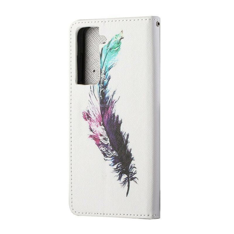 Kotelot Samsung Galaxy S21 FE Suojaketju Kuori Feather Kaulanauhalla