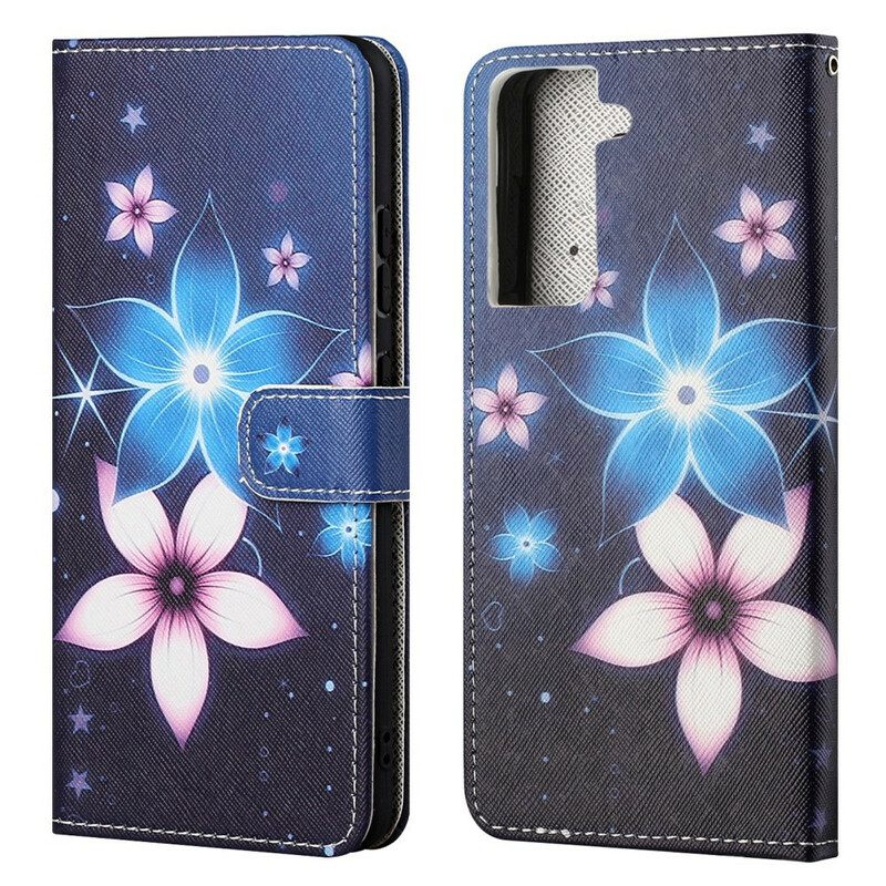 Kotelot Samsung Galaxy S21 FE Suojaketju Kuori Lunar Strap Flowers