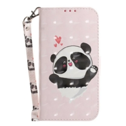 Kotelot Samsung Galaxy S21 FE Suojaketju Kuori Panda Love In Lanyard