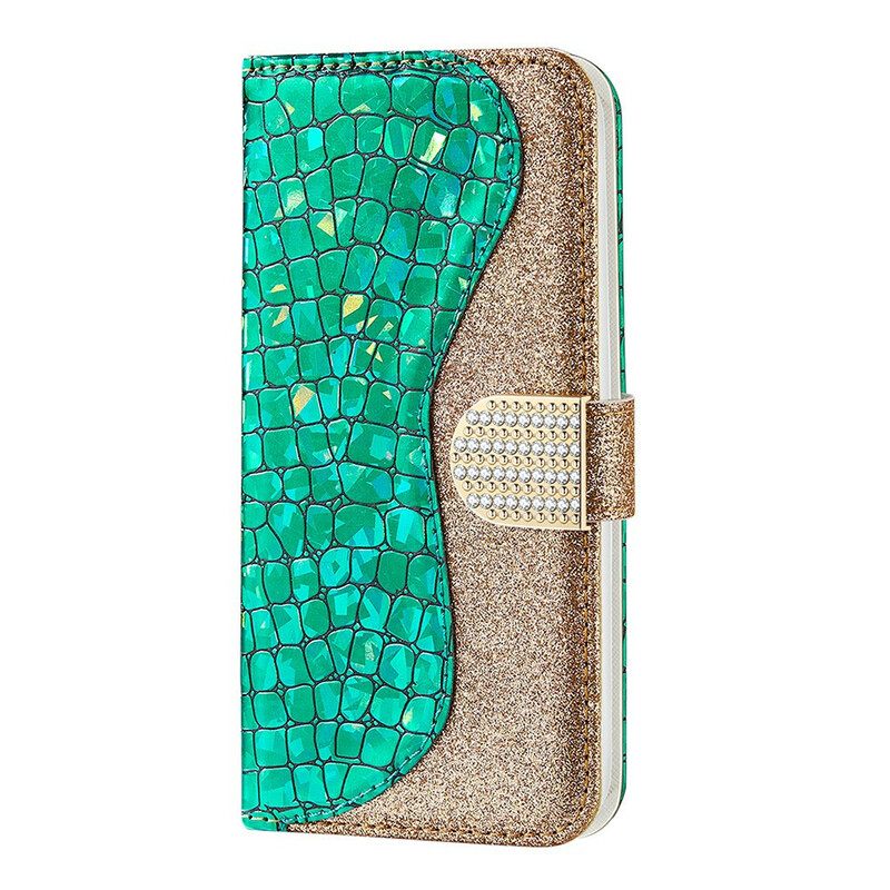 Nahkakotelo Samsung Galaxy S21 FE Croco Diamonds