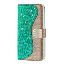 Nahkakotelo Samsung Galaxy S21 FE Croco Diamonds