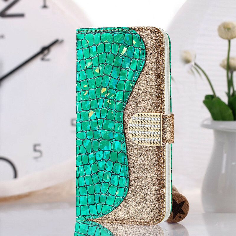 Nahkakotelo Samsung Galaxy S21 FE Croco Diamonds