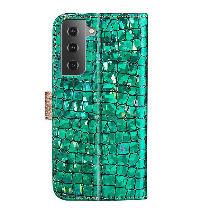 Nahkakotelo Samsung Galaxy S21 FE Croco Diamonds