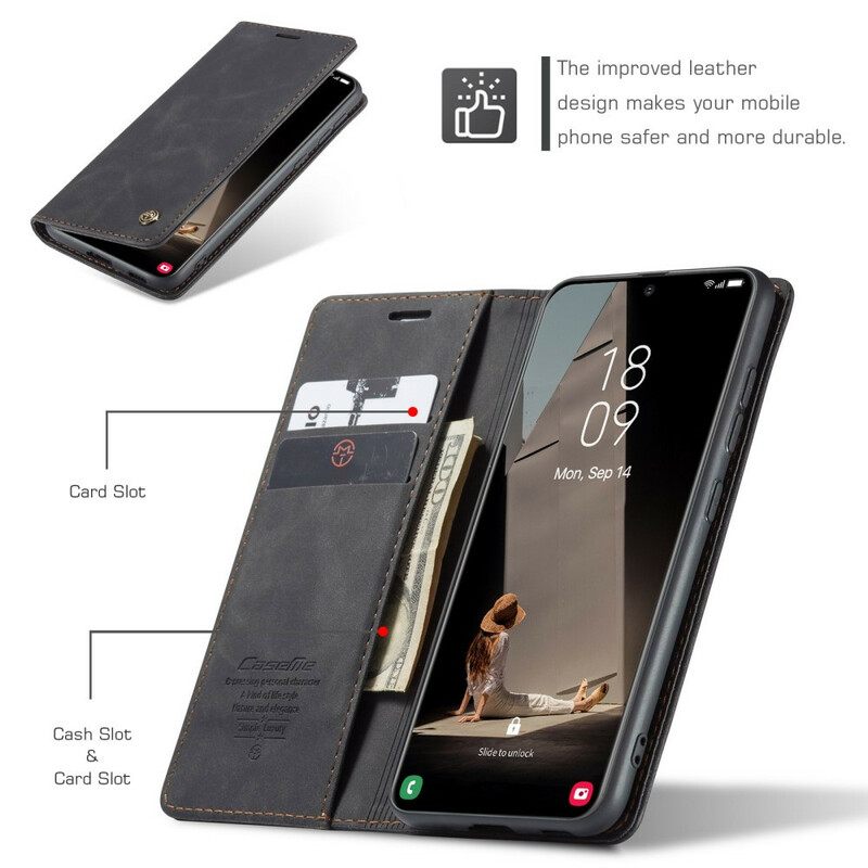 Puhelinkuoret Samsung Galaxy S21 FE Kotelot Flip Caseme Keinonahka