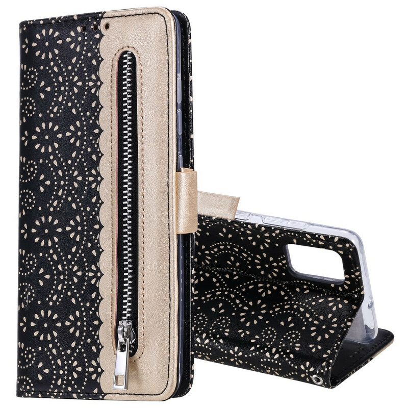 Flip Case Samsung Galaxy A51 5G Suojaketju Kuori Lace Strap Kolikkokukkaro