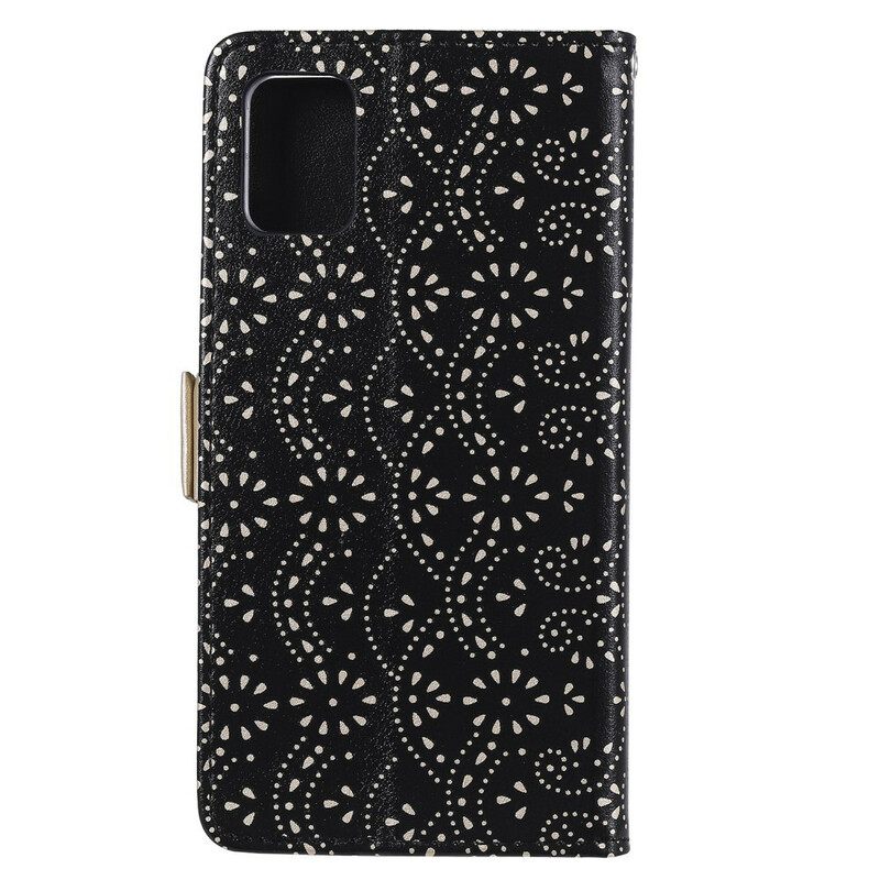 Flip Case Samsung Galaxy A51 5G Suojaketju Kuori Lace Strap Kolikkokukkaro