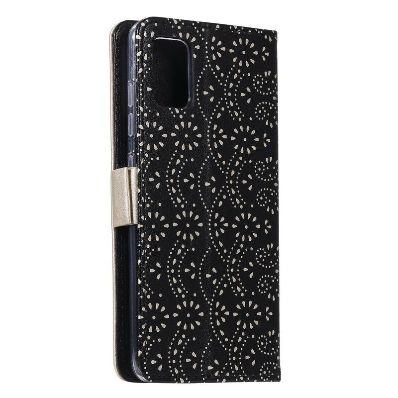 Flip Case Samsung Galaxy A51 5G Suojaketju Kuori Lace Strap Kolikkokukkaro