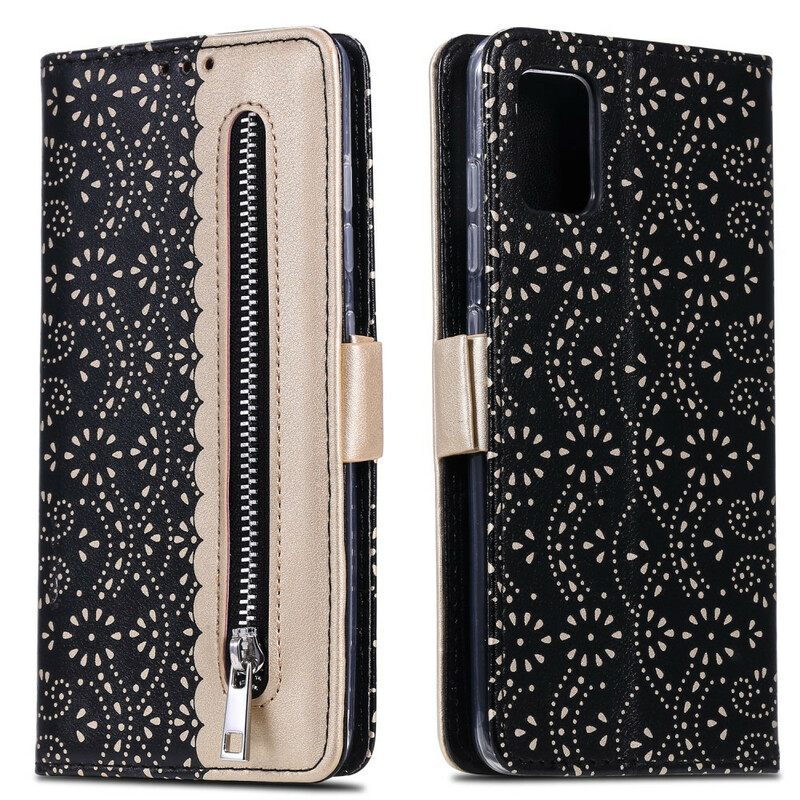 Flip Case Samsung Galaxy A51 5G Suojaketju Kuori Lace Strap Kolikkokukkaro