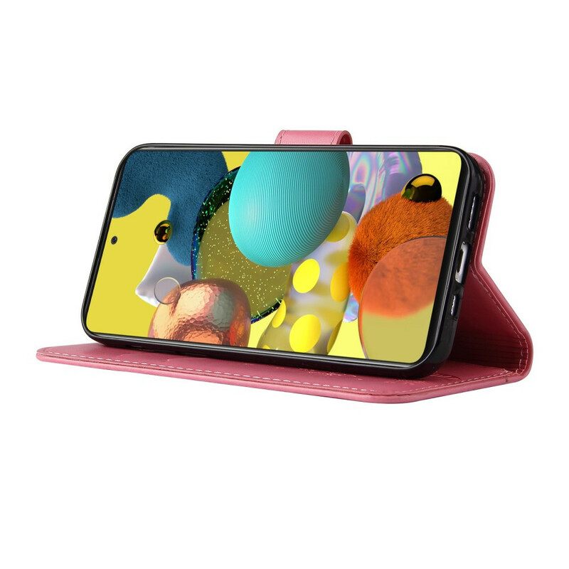 Flip Case Samsung Galaxy A51 5G Suojaketju Kuori Puu Ja Kissa Kaulahelmillä