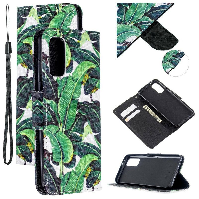 Kotelot Samsung Galaxy A51 5G Suojaketju Kuori Tropical Leaves Strappy