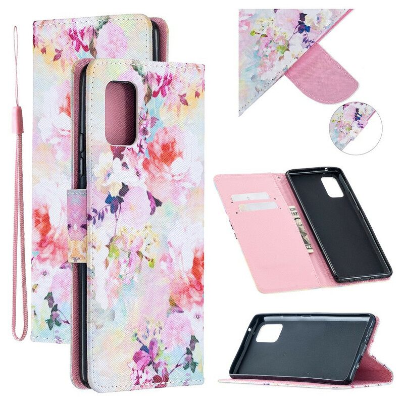 Kotelot Samsung Galaxy A51 5G Suojaketju Kuori Vintage Strappy Floralies