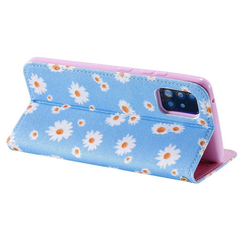 Puhelinkuoret Samsung Galaxy A51 5G Kotelot Flip Faux Leather Daisies