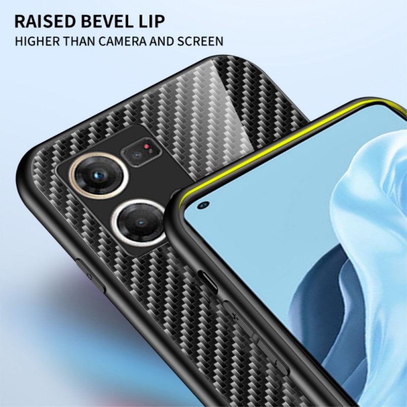 Case Oppo Reno 7 Carbon Fiber Karkaistu Lasi