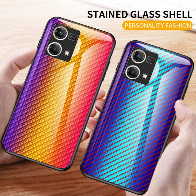 Case Oppo Reno 7 Carbon Fiber Karkaistu Lasi