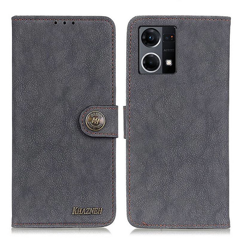 Flip Case Oppo Reno 7 Faux Leather Split Retro Khazneh