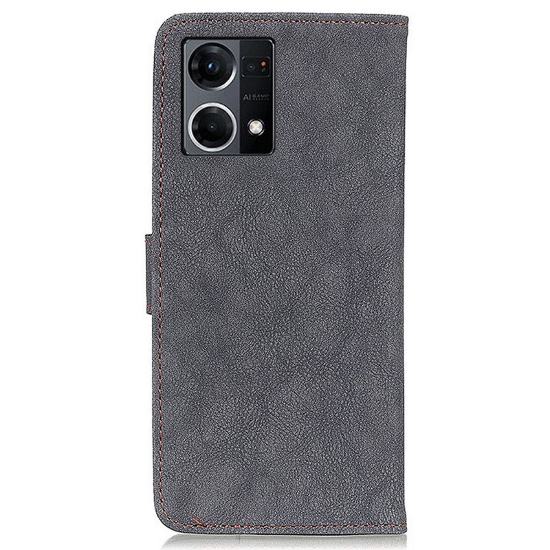 Flip Case Oppo Reno 7 Faux Leather Split Retro Khazneh