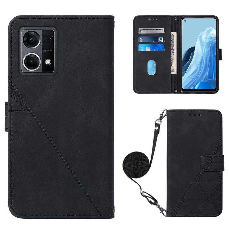 Flip Case Oppo Reno 7 Kolmiot Olkahihnalla