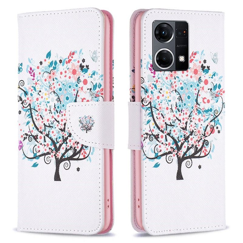 Flip Case Oppo Reno 7 Kukkapuu