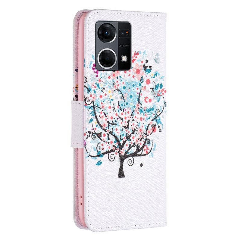 Flip Case Oppo Reno 7 Kukkapuu