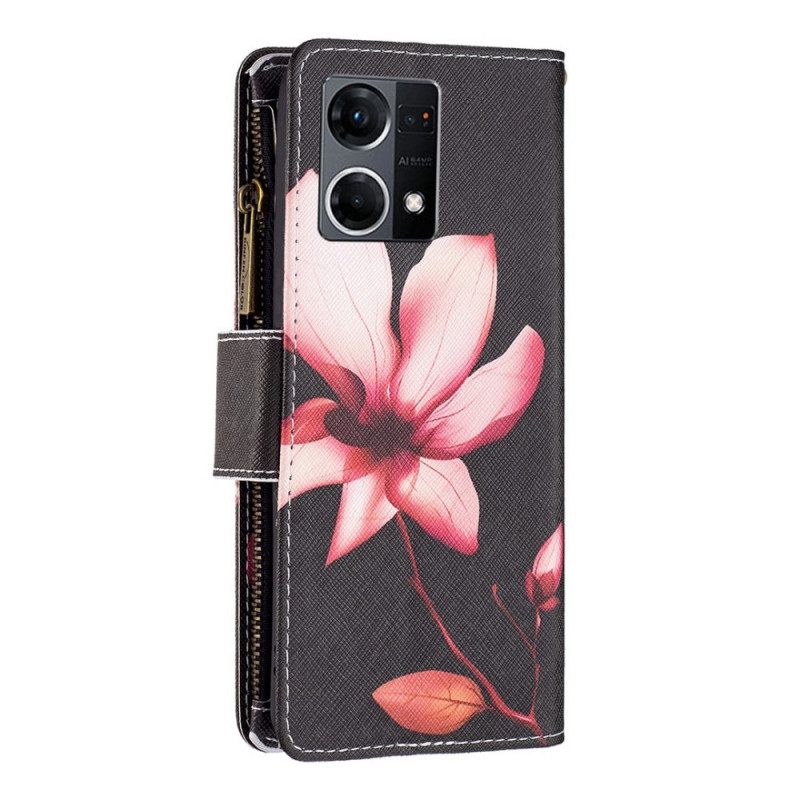 Kotelot Oppo Reno 7 Flower Vetoketjullinen Tasku