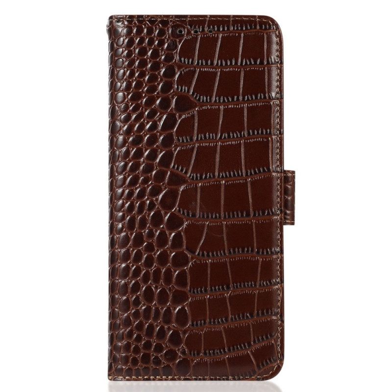 Nahkakotelo Oppo Reno 7 Crocodile Style Aitoa Nahkaa Rfid