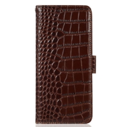 Nahkakotelo Oppo Reno 7 Crocodile Style Aitoa Nahkaa Rfid