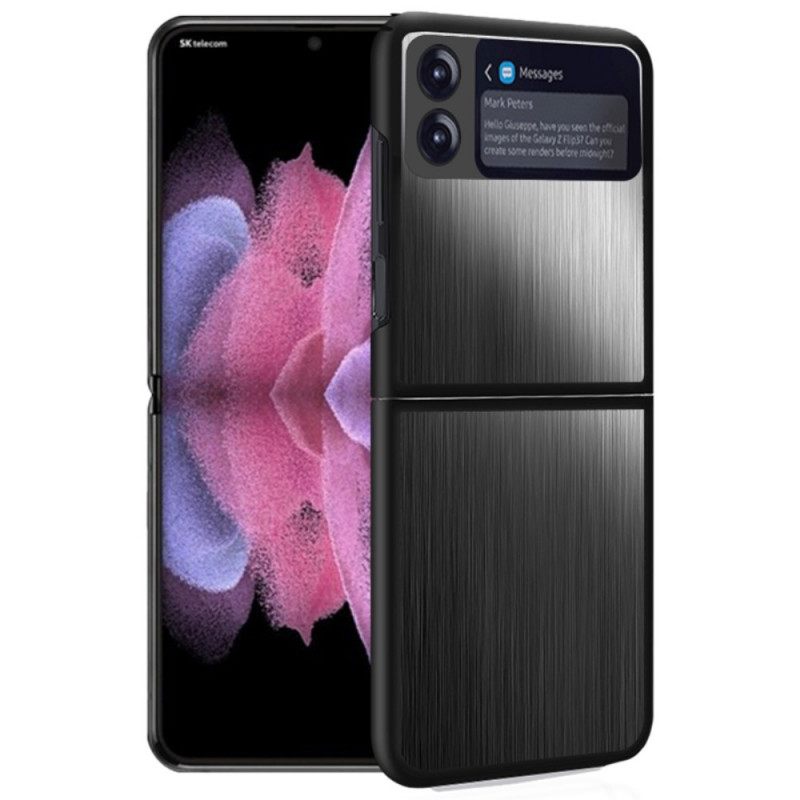 Case Samsung Galaxy Z Flip 3 5G Kotelot Flip Harjattu Ruostumaton Teräs