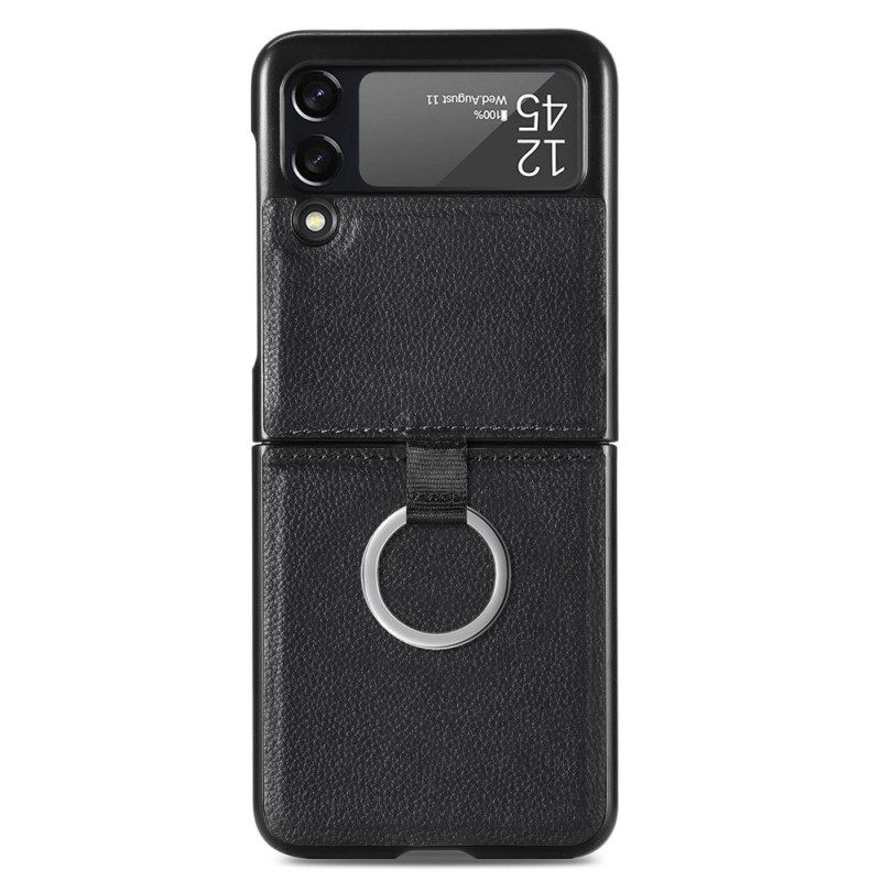 Case Samsung Galaxy Z Flip 3 5G Kotelot Flip Nahkaefekti Renkaalla