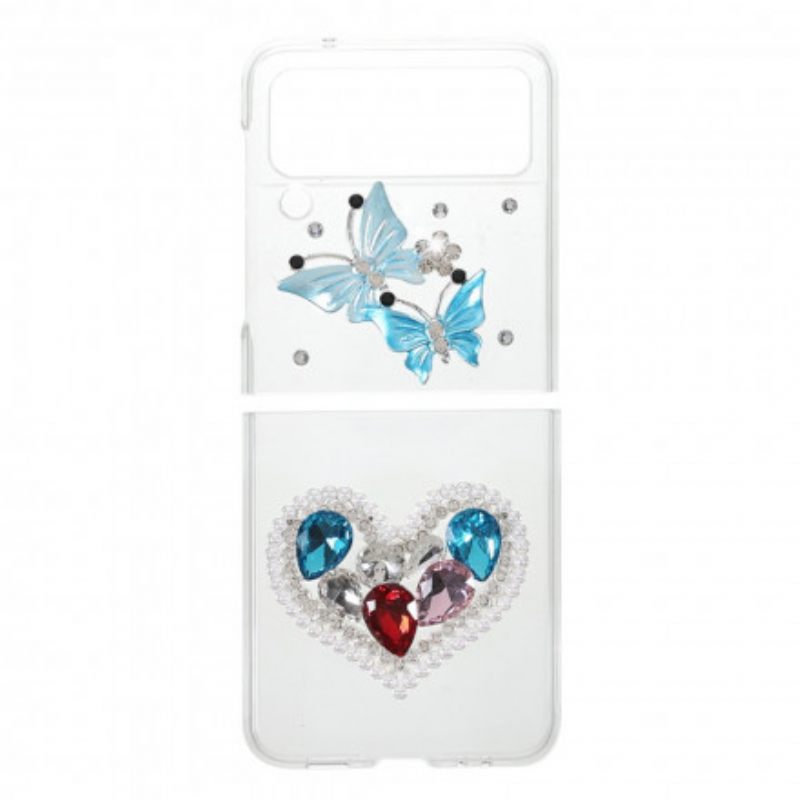 Kuori Samsung Galaxy Z Flip 3 5G Kotelot Flip Gemstones Butterflies