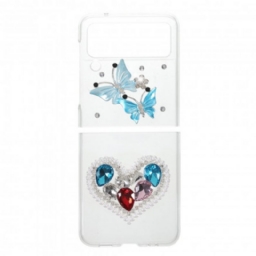 Kuori Samsung Galaxy Z Flip 3 5G Kotelot Flip Gemstones Butterflies