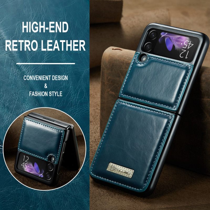 Kuori Samsung Galaxy Z Flip 3 5G Kotelot Flip Style Waxed Leather Caseme