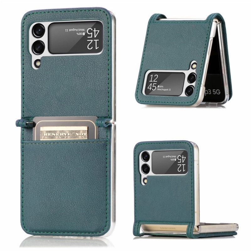 Kuori Samsung Galaxy Z Flip 3 5G Kotelot Flip Texture Leather Korttikotelo