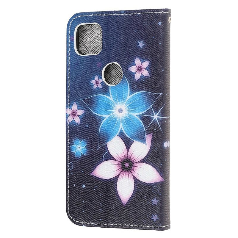 Flip Case Google Pixel 4a Suojaketju Kuori Lunar Strap Flowers